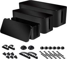 3 Pack Cable Organizer Box Set Power Strip Cord Management Covers Black picture