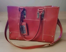 Wilsons Leather Messenger Laptop Bag Tote Dark Red Large Executive Strap picture
