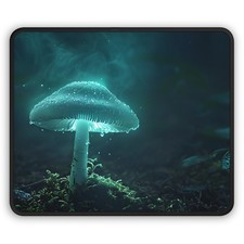 Glowing Bioluminescent Mushroom Gaming Mouse Pad | Fantasy Forest Desk Mat picture