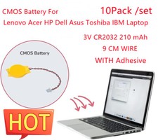 10PCS 3V CR2032 CMOS Battery with Wire Leads and MOLEX Connector Computer Repla picture