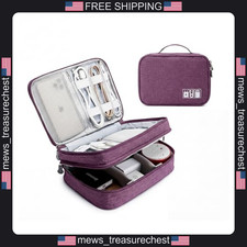 Travel Electronics Organizer Bag with Double Layers and Padded Dividers picture