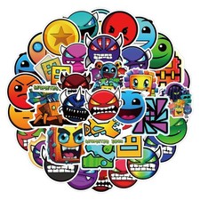 50pcs Geometry Dash Stickers Cool Trendy 1.18 inches to 2.36 inches, Cartoon picture