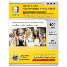 100 PCS 8.5x11 Inch Double Side Glossy Inkjet Photo Paper 64lb 240GSM Sheets picture