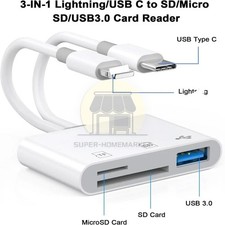 SD Card Reader for IPhone IPad, Lightning and USB C Dual Port SD Card Adapter picture