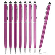 PATIKIL Ballpoint Pen with Stylus Tip, 8Pcs 2 in 1 Slim Metal Black Purple  picture