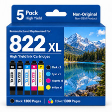 5Pack 822XL T822XL Ink Cartridge For WorkForce Pro WF-3820 WF-4820 WF-4833 picture