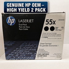 HP 55X CE255XD Black Toner Cartridge Dual Pack Genuine OEM High Yield NEW OB picture