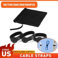 Cable Straps Black Wire Cord Hook Loop Ties Reusable Fastening Organizer 100-500 picture