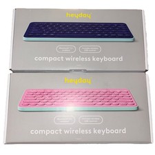 2-Pack HeyDay Compact Wireless Keyboards Bluetooth USB Receiver Dusk & Pink New picture