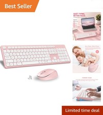 Full-Sized Ergonomic Pink Wireless Keyboard and Silent Mouse - 2.4GHz Combo Set picture