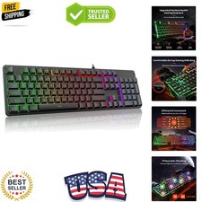 K521 Upgrade Rainbow LED Gaming Keyboard, 104 Keys Wired Mechanical Feeling K... picture