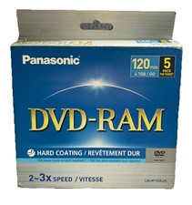 4 Panasonic DVD RAM Disc 120 MIN 4.7 GB 5 Pack (LM-AF120LU5) 1 DVD Used 4 Pack picture