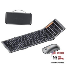 XKM01 Pro Backlit Foldable Keyboard and Mouse, Full Size Gray picture
