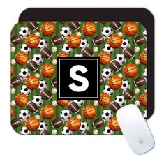 Gift Mousepad : Team Sports Balls Soccer Basketball Football Kids Grass Pattern picture