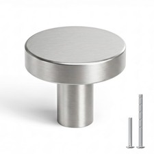 25pk Brushed Nickel Cabinet Knobs Round Kitchen Drawer Handles Aluminum 1.17