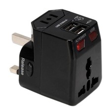 QVS Premium World Travel Power Adapter with Surge Protection, Black picture