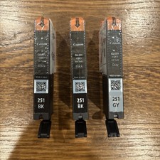 Canon Printer Ink Cartridges BLACK (2)  and GRAY (1) 251 ONLY 3 Total NEW picture