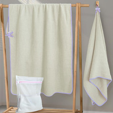 Waffle Bathroom Towels 2 Pack, 100% Cotton, 57x33 in, Beige picture