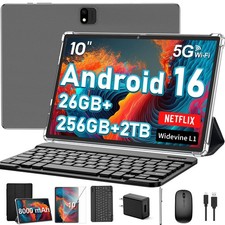 2026 10 Inch Tablet, Android 16 Tablet with Keyboard, 26GB+256GB+2TB Expand picture