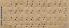 Transparent German Keyboard Stickers Blue Letters picture
