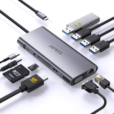 11-in-1 USB C Hub Multiport Adapter Docking Station 4K HDMI VGA 100W PD Ethernet picture