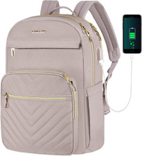 Laptop Backpack for Women 15.6 Inch Waterproof Travel Bag Dusty Pink picture