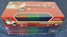 TDK • PrintOn CD-R • 50pk • 52x 700MB 80min Discs w/Rainbow Slim Cases • New picture