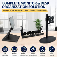 Universal Cable Management Tray+ Monitor Screen Stand Desktop Swivel Mount VESA picture