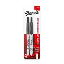  Retractable Permanent Markers, Ultra Fine Point, Black, 2 Count  picture