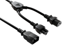 14 inches IEC-320 C14 to C13 & C5 Power Extension Cord Y-Splitter Cable 18AWG... picture