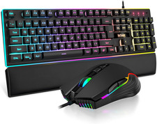 K10 Wired Gaming Keyboard and Mouse and Wrist Rest Combo, RGB Backlit, Mechanica picture
