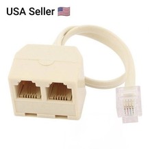 1 To 2 Ways RJ11 6P4C Male Telephone Jack Line Cord Female Splitter adapter Lan picture