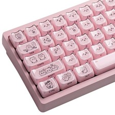 119 Keys Cute Chiikawa Crystal Jelly Pink Cat Shape Side Printed Custom Keycaps picture