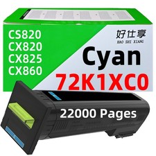72K1XC0 Cyan Toner Cartridge Compatible for Lexmark CS820 CX820 CX825 CX860 picture