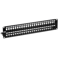 48-Port Blank Keystone Shielded 2U HD Patch Panel, 48-Port, Black picture