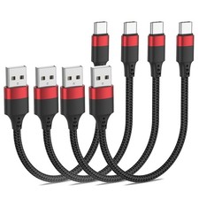 6 inch USB C Cable, Short to C Cable 4 Pack Braided 0.5ft, Black picture