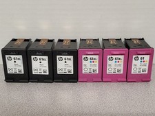 Lot of 6 VIRGIN EMPTY HP 61 &61XL Color & Black Ink Cartridges-3 Color&3 Black picture