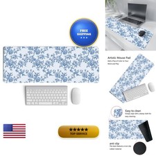 PaJiaNi Light Blue Chinoiserie Mouse Pad XL 31.5x11.8 Inch picture