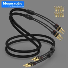 2PCS OFC Copper Speaker Cable Loudspeaker Wire with 2-2 Banana/Y Spade Connector picture
