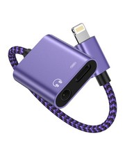 iPhone Dongle Headphone and Charger 2 in 1, Lightning to 3.5mm Audio Purple  picture