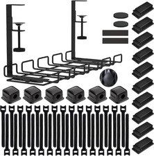 Under Desk Cable Management Tray No Drill Clamp Mount Wire Organizer Kit picture