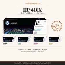 Genuine HP 410X Toner Cartridge High Yield 5Pack 2x Black Cyan Magenta Yellow picture