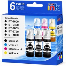 Ink Refill Bottles for Epson EcoTank Printers, 6 Pack Black Cyan Magenta Yellow picture