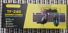 T-WOLF TF-240 4-in-1 Gaming Combo Keyboard Mouse Headset Pad RGB Backlit New picture