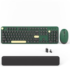 Colorful Wireless Computer Keyboards Mouse Combos, Cute Retro Typewriter Keyb... picture