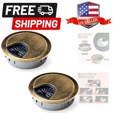 Metal Desk Grommet 2 Inch 50 mm Pack of 2-Bronze Zinc Alloy Metallic Desk Cor... picture