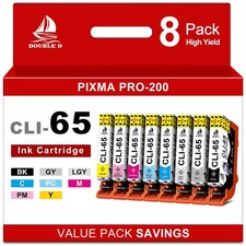 8 PK Combo Inkjet Value Pack w/ chip for CLi-65 CLI65 Canon Pixma Pro-200 Pro200 picture
