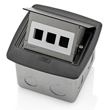 Leviton Pop-Up Floor Box with 3-Port QuickPort Insert, Black PFQP3-MB picture