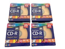 CD-R MEMOREX 25 Cool Colors 52x, 700MB, 80min, Lot Of Four 25PK New Sealed picture