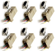 6 Pack DB9 Male to RJ12/RJ11 Female Modular 6P6C Adapter Converter Telephone picture